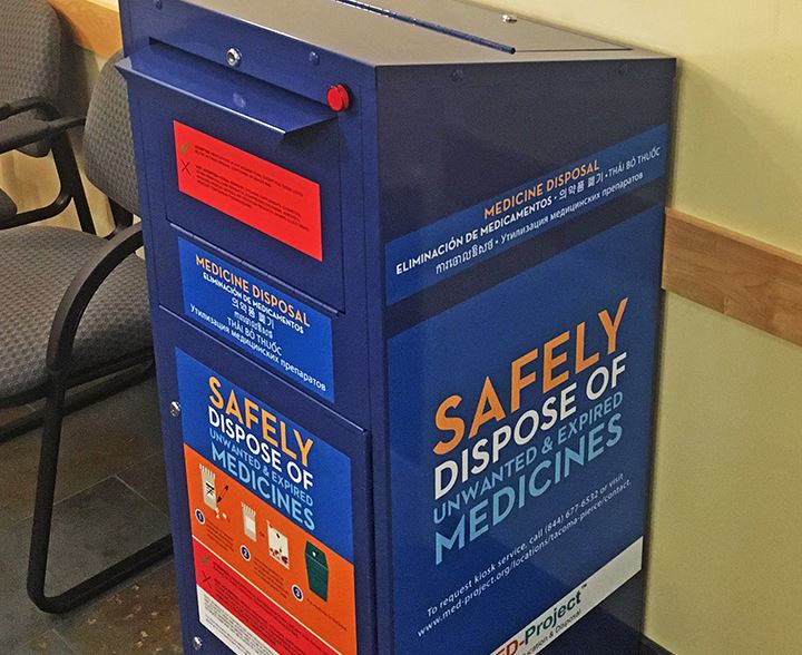 image of a medication disposal box for used medications