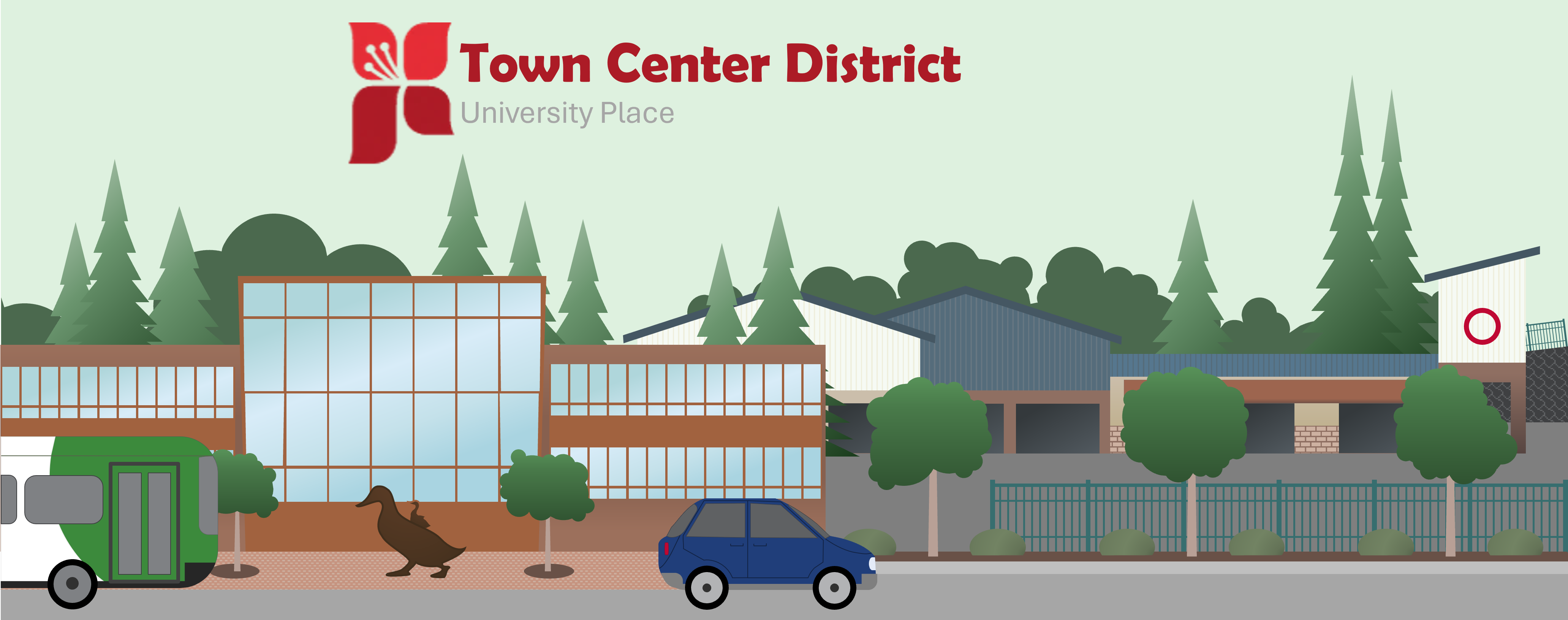 Town Center Graphics on Green Background
